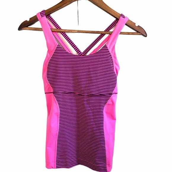 Lululemon Energy Tank Top Hyper Stripe Raspberry - Picture 2 of 8